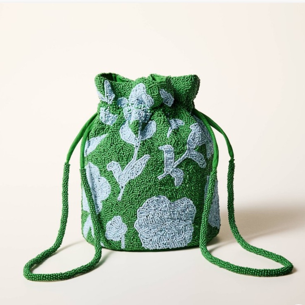 KATE SPADE For Target Green Beaded Drawstring Bag NWT!